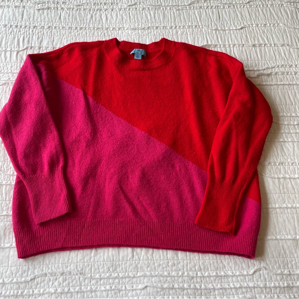 CeCe Vibrant Red Pink Knit Sweater